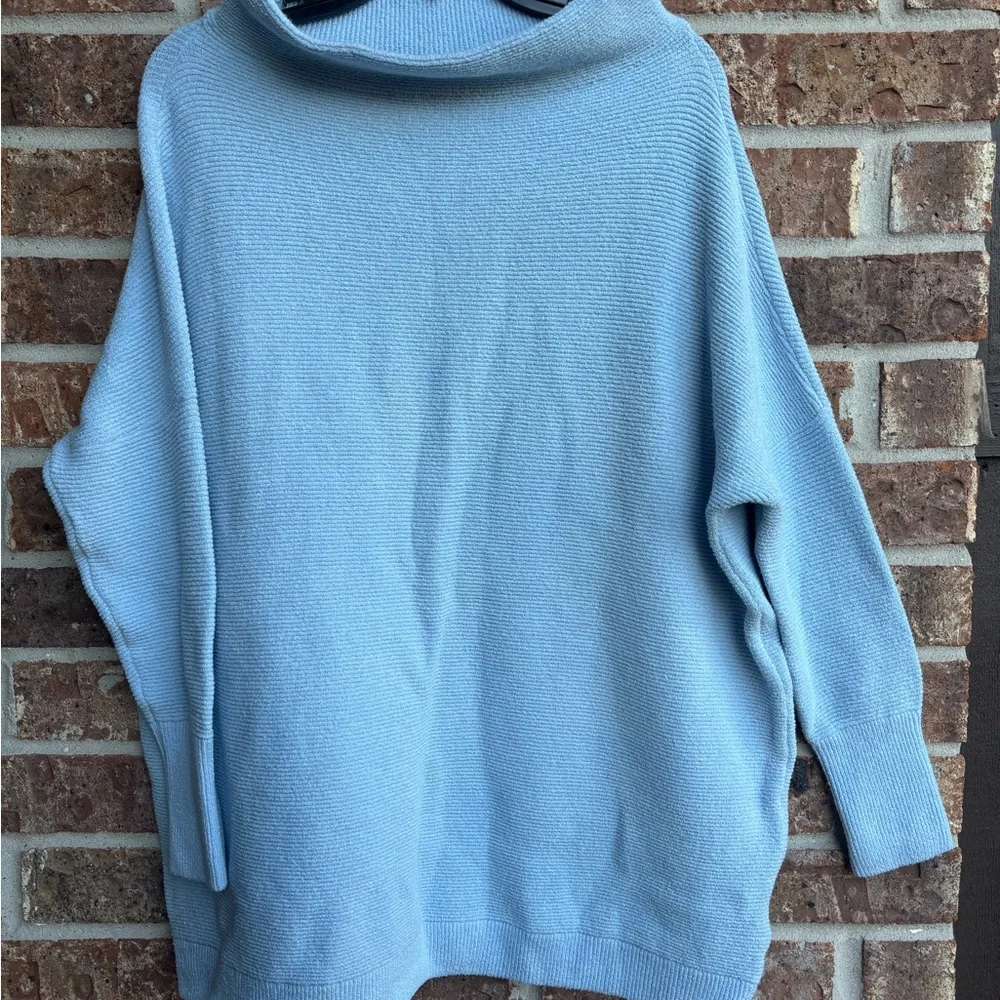Free People Light Blue ottoman slouchy ribbed Sweater